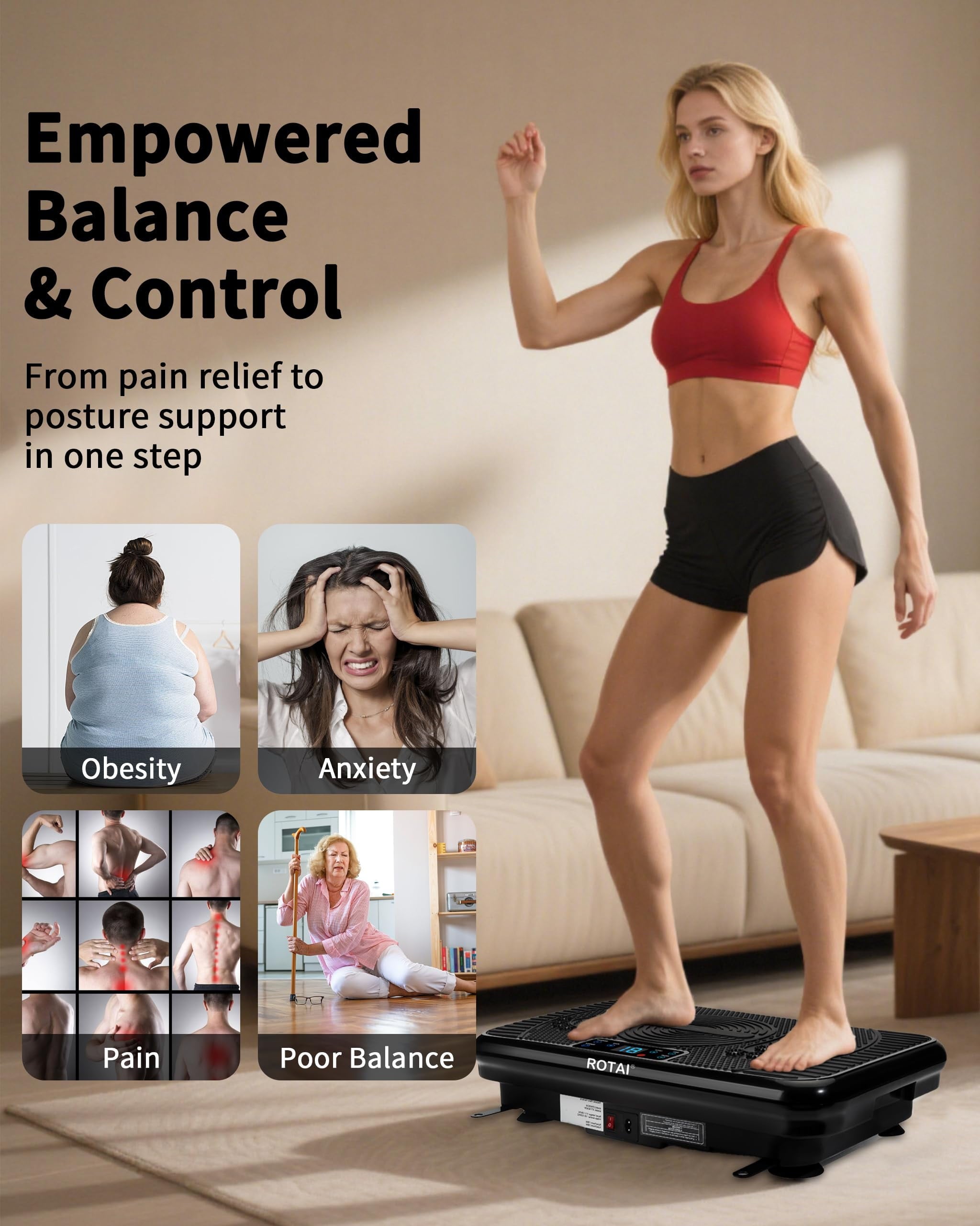 Vibrating Plate Exercise Machine，Bluetooth Remote and LED Display, 300 Lbs, 150 Watts Shake Board for Women and Men, Entertainment Activities, Black