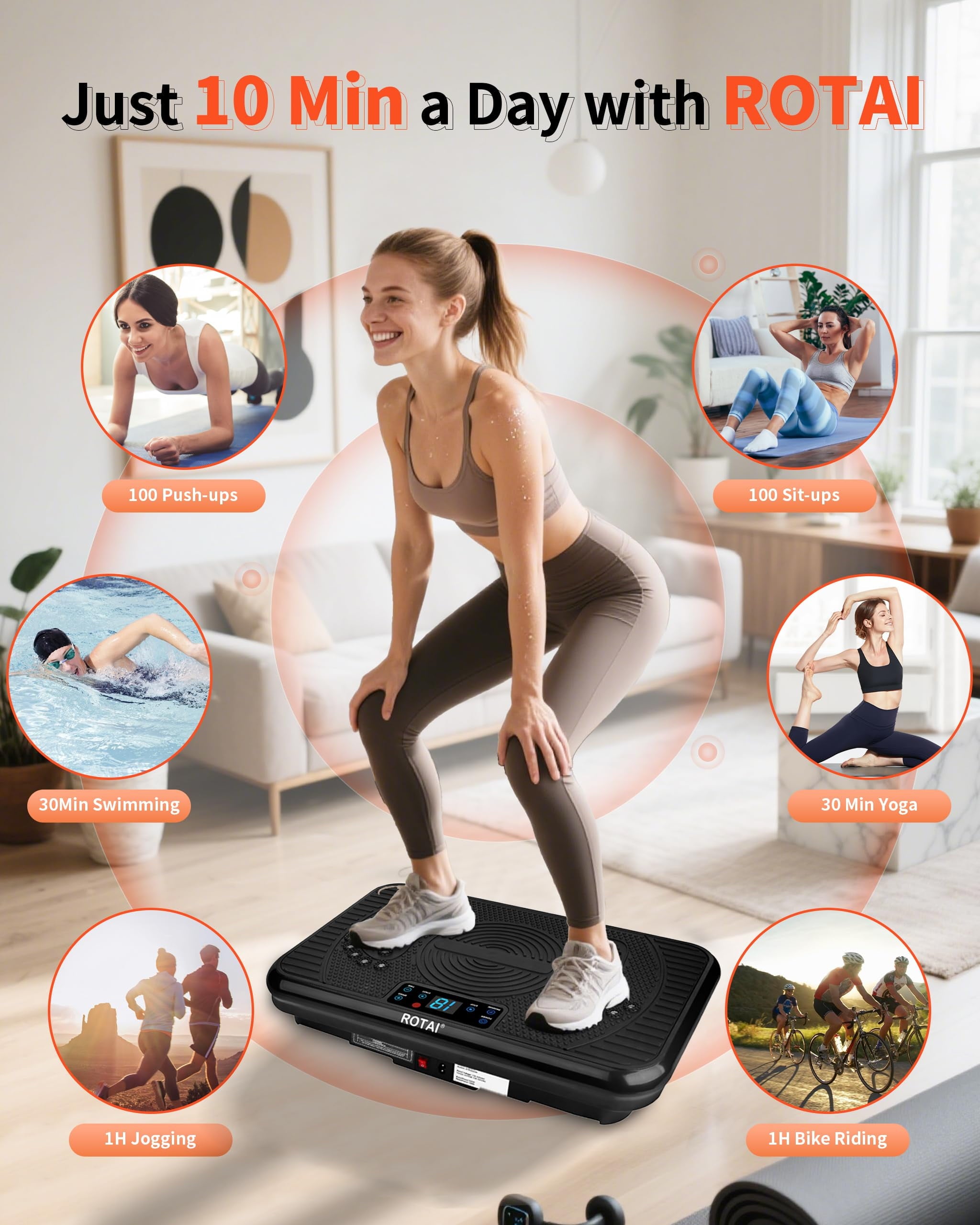 Vibrating Plate Exercise Machine，Bluetooth Remote and LED Display, 300 Lbs, 150 Watts Shake Board for Women and Men, Entertainment Activities, Black